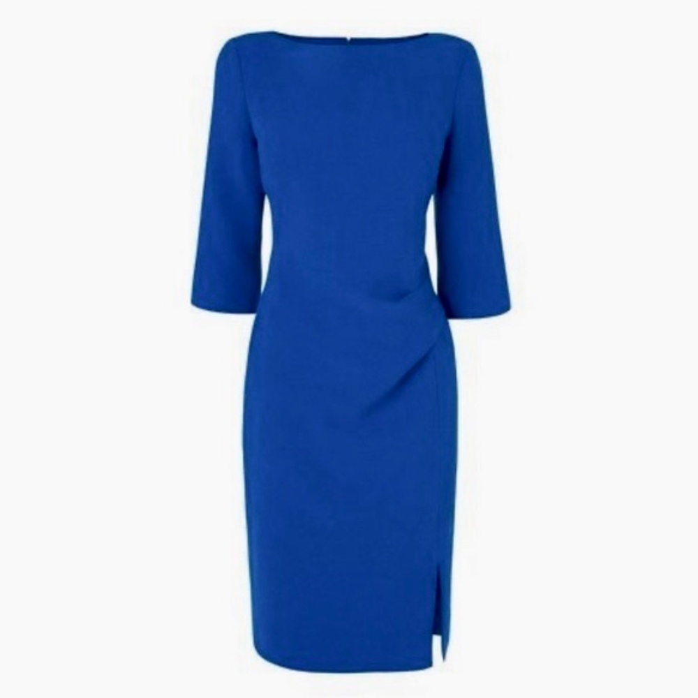 LK BENNETT Lydia Cobalt Blue Midi Dress Solid Career Office Classic Size 2